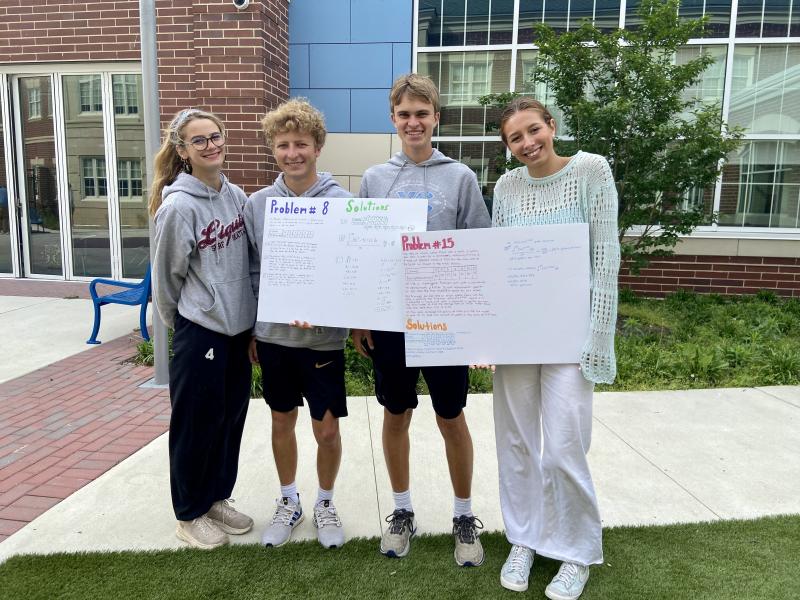 Students (l-r) Lainey Shockro, Ethan Mercer, Ryan Baker and Morgan Green worked on several high-level problems.
